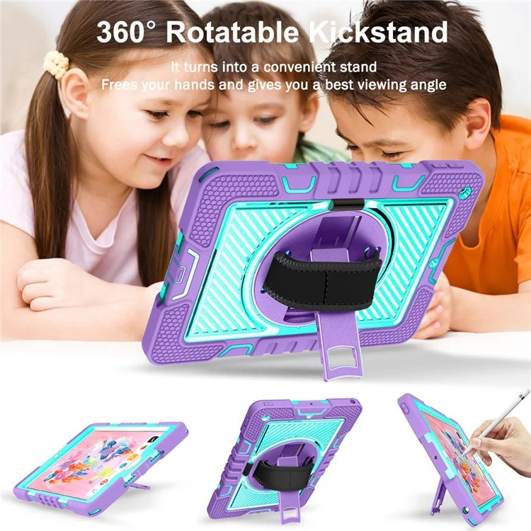 For iPad 9.7-inch (2017) / (2018) Tablet Case Anti-drop Kickstand Cover with Shoulder Strap
