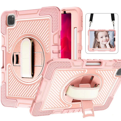 For iPad Air (2020) / (2022) / iPad Pro 11 (2018) / (2020) / (2021) / (2022) Tablet Kickstand Case with Shoulder Strap