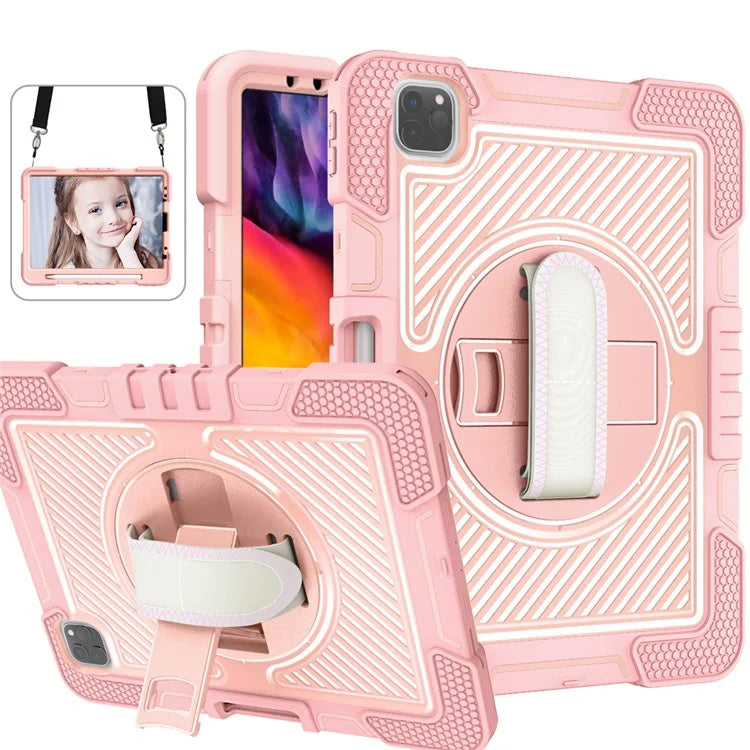 For iPad Air (2020) / (2022) / iPad Pro 11 (2018) / (2020) / (2021) / (2022) Tablet Kickstand Case with Shoulder Strap