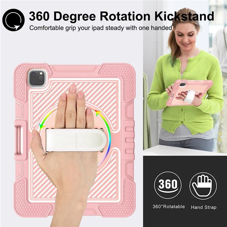 For iPad Air (2020) / (2022) / iPad Pro 11 (2018) / (2020) / (2021) / (2022) Tablet Kickstand Case with Shoulder Strap