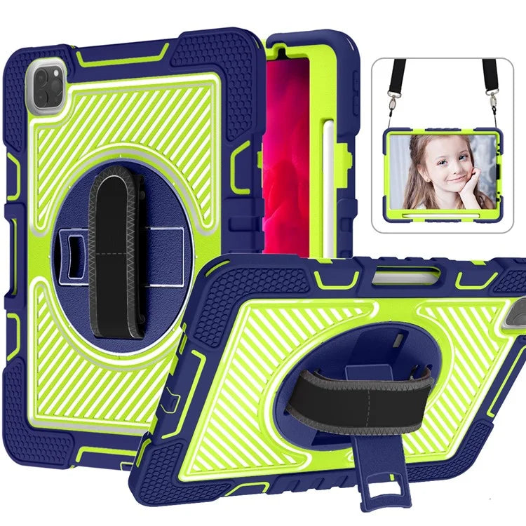 For iPad Air (2020) / (2022) / iPad Pro 11 (2018) / (2020) / (2021) / (2022) Tablet Kickstand Case with Shoulder Strap