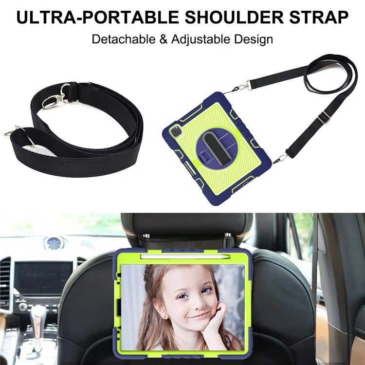 For iPad Air (2020) / (2022) / iPad Pro 11 (2018) / (2020) / (2021) / (2022) Tablet Kickstand Case with Shoulder Strap
