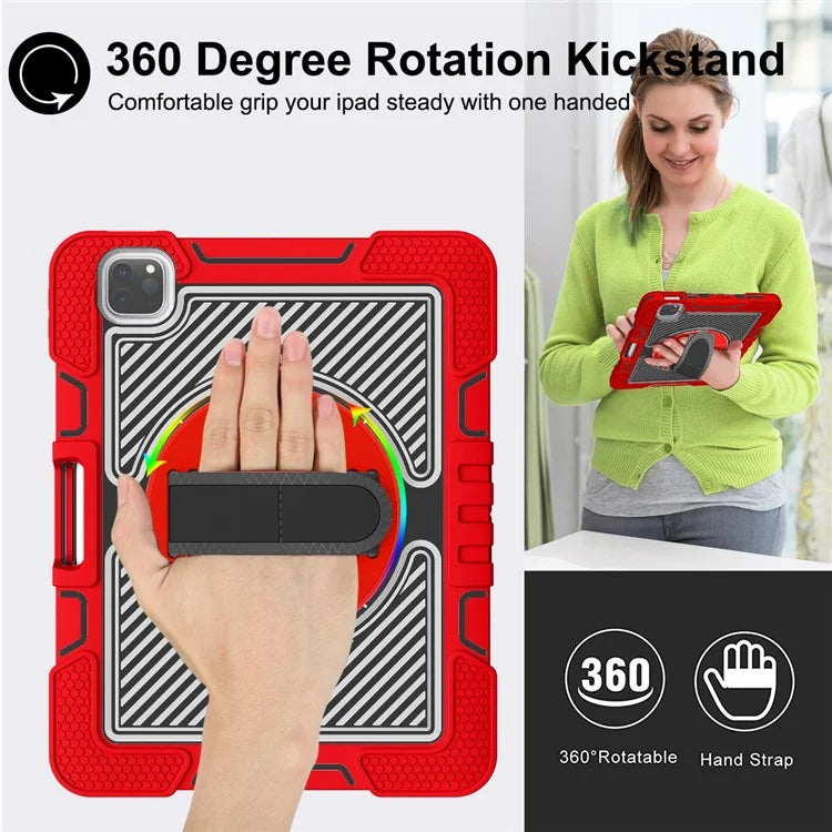 For iPad Air (2020) / (2022) / iPad Pro 11 (2018) / (2020) / (2021) / (2022) Tablet Kickstand Case with Shoulder Strap
