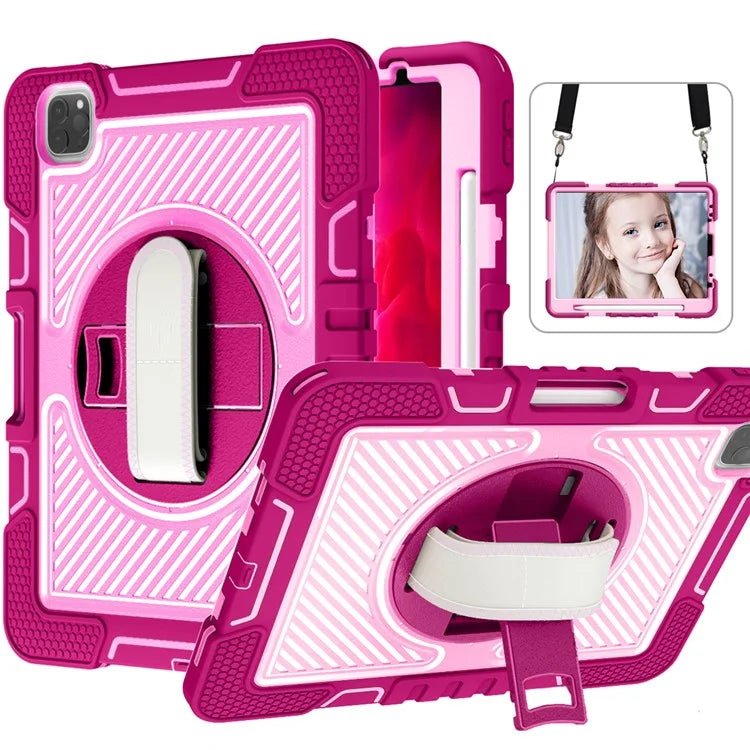 For iPad Air (2020) / (2022) / iPad Pro 11 (2018) / (2020) / (2021) / (2022) Tablet Kickstand Case with Shoulder Strap