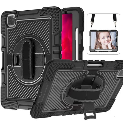 For iPad Air (2020) / (2022) / iPad Pro 11 (2018) / (2020) / (2021) / (2022) Tablet Kickstand Case with Shoulder Strap