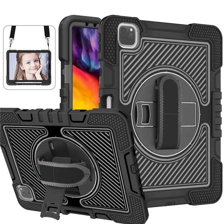 For iPad Air (2020) / (2022) / iPad Pro 11 (2018) / (2020) / (2021) / (2022) Tablet Kickstand Case with Shoulder Strap