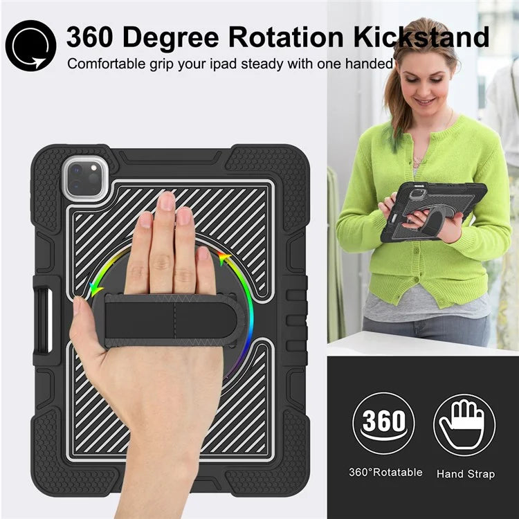 For iPad Air (2020) / (2022) / iPad Pro 11 (2018) / (2020) / (2021) / (2022) Tablet Kickstand Case with Shoulder Strap