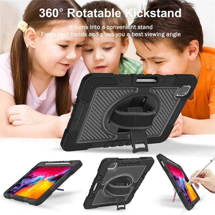 For iPad Air (2020) / (2022) / iPad Pro 11 (2018) / (2020) / (2021) / (2022) Tablet Kickstand Case with Shoulder Strap