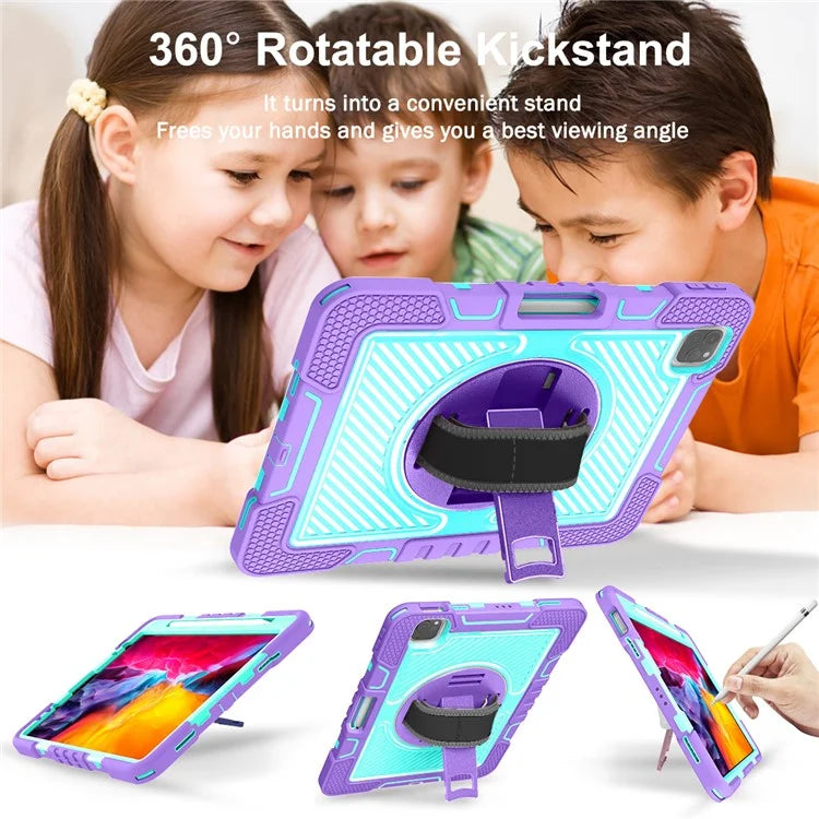 For iPad Air (2020) / (2022) / iPad Pro 11 (2018) / (2020) / (2021) / (2022) Tablet Kickstand Case with Shoulder Strap