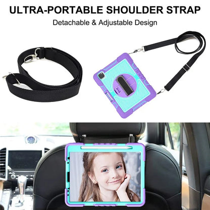 For iPad Air (2020) / (2022) / iPad Pro 11 (2018) / (2020) / (2021) / (2022) Tablet Kickstand Case with Shoulder Strap