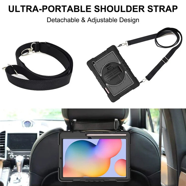 For Samsung Galaxy Tab S6 Lite (2024) / S6 Lite (2022) / S6 Lite (2020) Kickstand Tablet Case with Shoulder Strap