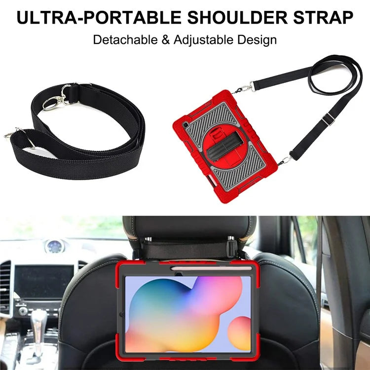 For Samsung Galaxy Tab S6 Lite (2024) / S6 Lite (2022) / S6 Lite (2020) Kickstand Tablet Case with Shoulder Strap