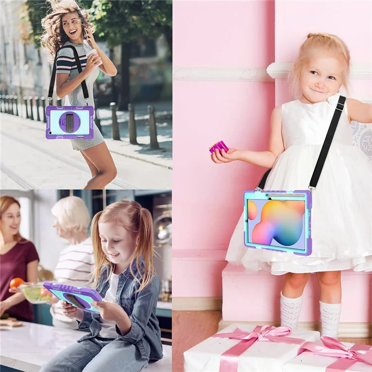 For Samsung Galaxy Tab S6 Lite (2024) / S6 Lite (2022) / S6 Lite (2020) Kickstand Tablet Case with Shoulder Strap