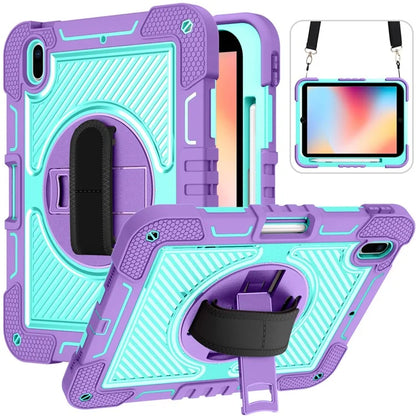 For iPad 10.2 (2021) / (2020) / (2019) Kickstand Case Tablet Cover with Shoulder Strap