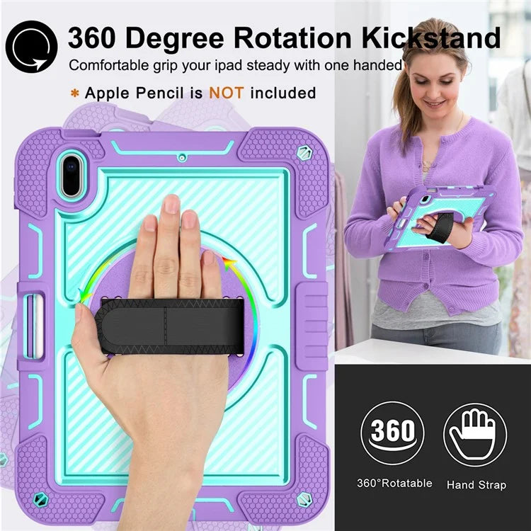 For iPad 10.2 (2021) / (2020) / (2019) Kickstand Case Tablet Cover with Shoulder Strap