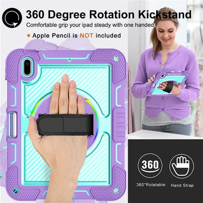 For iPad 10.2 (2021) / (2020) / (2019) Kickstand Case Tablet Cover with Shoulder Strap