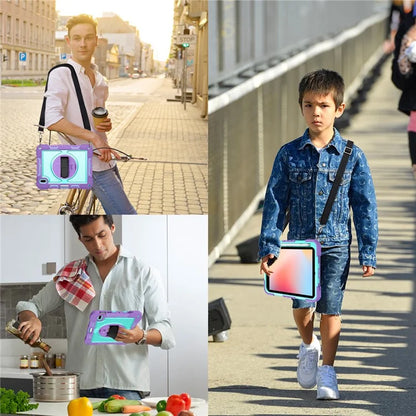 For iPad 10.2 (2021) / (2020) / (2019) Kickstand Case Tablet Cover with Shoulder Strap