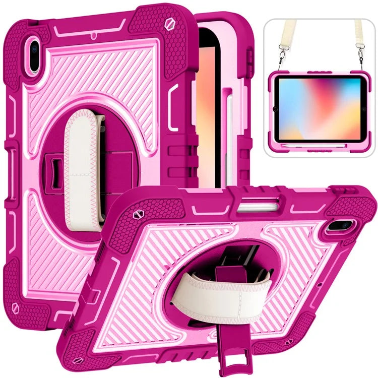 For iPad 10.2 (2021) / (2020) / (2019) Kickstand Case Tablet Cover with Shoulder Strap