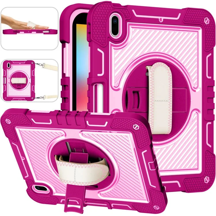 For iPad 10.2 (2021) / (2020) / (2019) Kickstand Case Tablet Cover with Shoulder Strap