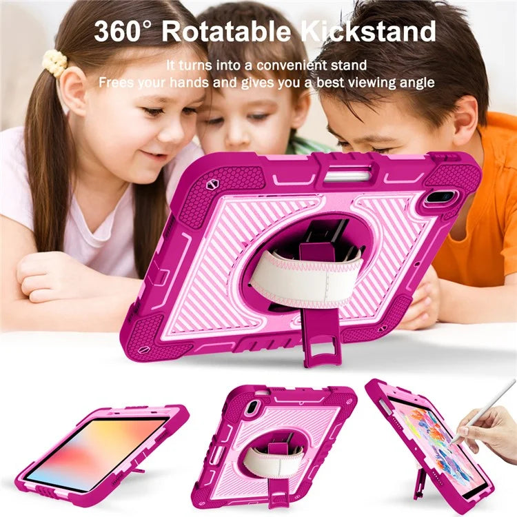 For iPad 10.2 (2021) / (2020) / (2019) Kickstand Case Tablet Cover with Shoulder Strap