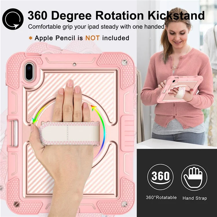 For iPad 10.2 (2021) / (2020) / (2019) Kickstand Case Tablet Cover with Shoulder Strap
