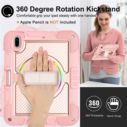 For iPad 10.2 (2021) / (2020) / (2019) Kickstand Case Tablet Cover with Shoulder Strap