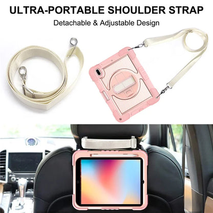For iPad 10.2 (2021) / (2020) / (2019) Kickstand Case Tablet Cover with Shoulder Strap