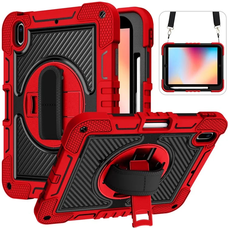 For iPad 10.2 (2021) / (2020) / (2019) Kickstand Case Tablet Cover with Shoulder Strap