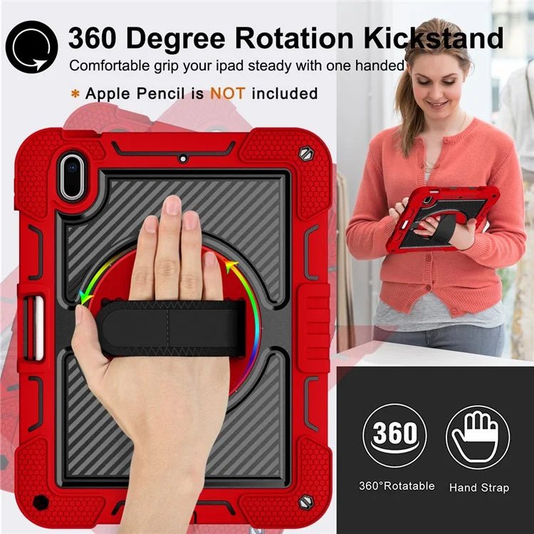 For iPad 10.2 (2021) / (2020) / (2019) Kickstand Case Tablet Cover with Shoulder Strap