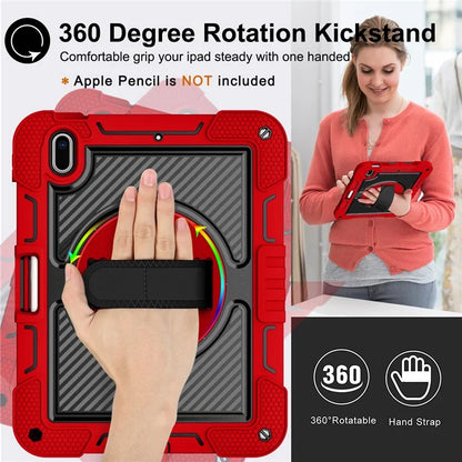 For iPad 10.2 (2021) / (2020) / (2019) Kickstand Case Tablet Cover with Shoulder Strap