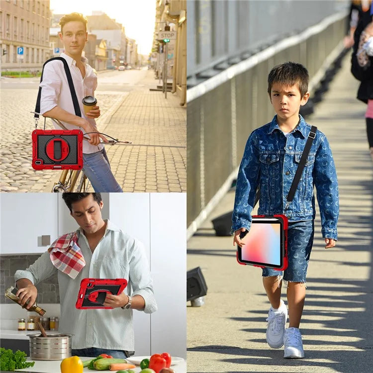 For iPad 10.2 (2021) / (2020) / (2019) Kickstand Case Tablet Cover with Shoulder Strap