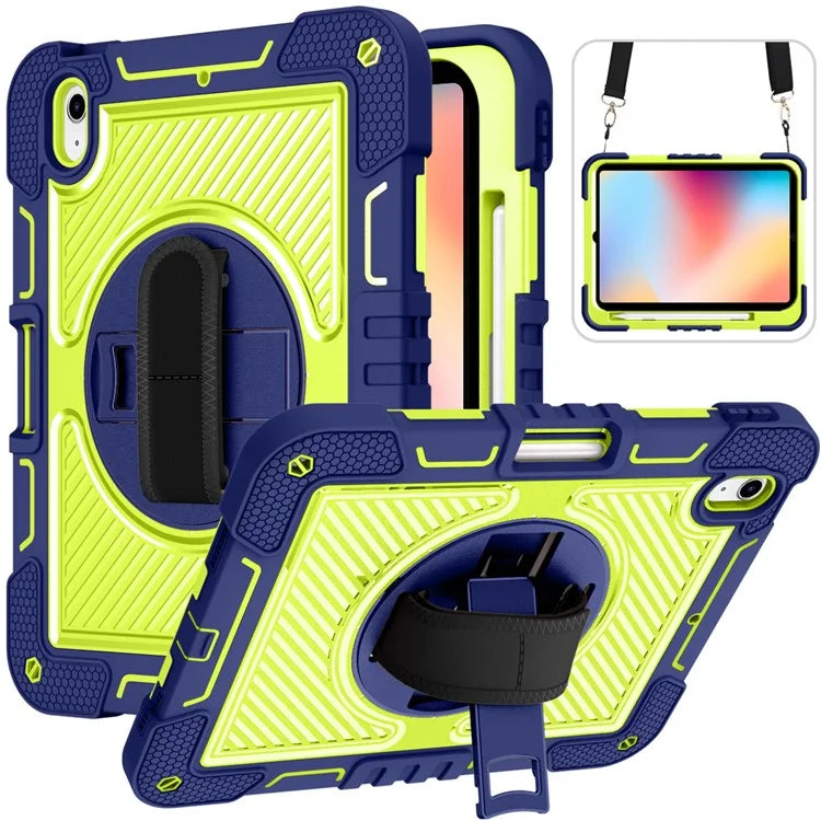 For iPad 10.9 (2022) Case Kickstand Anti-drop Tablet Cover with Shoulder Strap
