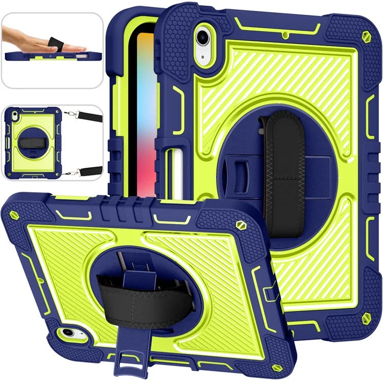 For iPad 10.9 (2022) Case Kickstand Anti-drop Tablet Cover with Shoulder Strap