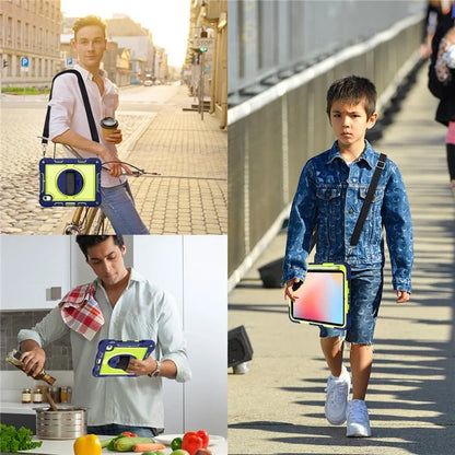 For iPad 10.9 (2022) Case Kickstand Anti-drop Tablet Cover with Shoulder Strap