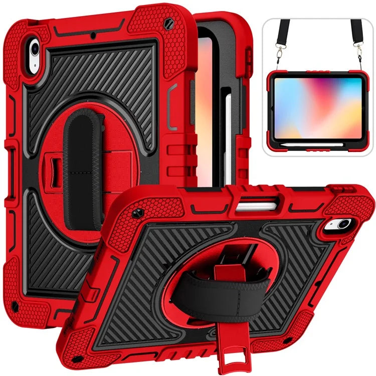 For iPad 10.9 (2022) Case Kickstand Anti-drop Tablet Cover with Shoulder Strap