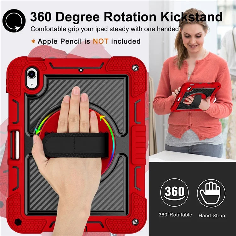For iPad 10.9 (2022) Case Kickstand Anti-drop Tablet Cover with Shoulder Strap