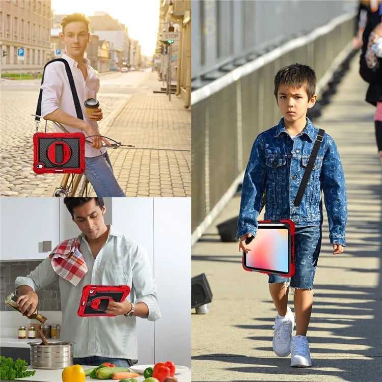 For iPad 10.9 (2022) Case Kickstand Anti-drop Tablet Cover with Shoulder Strap