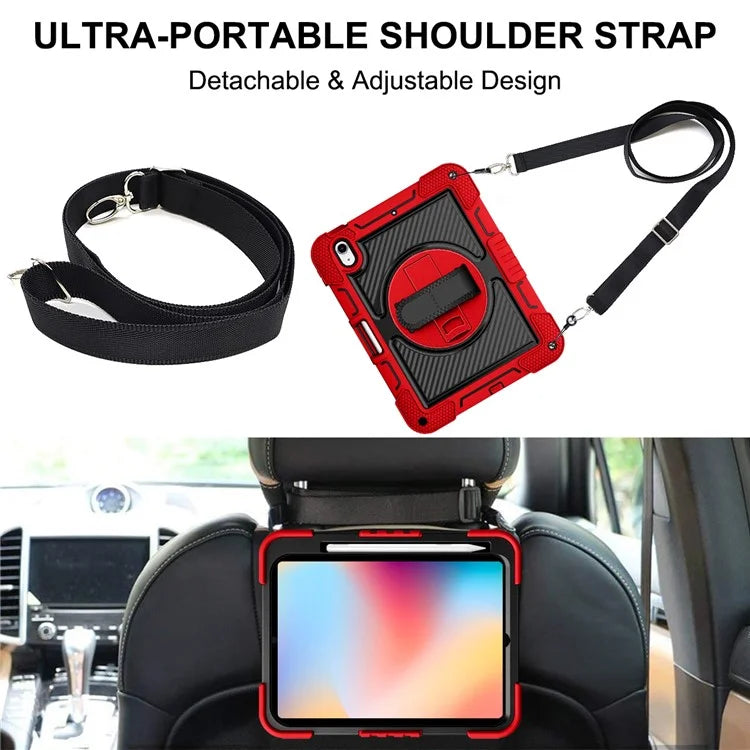 For iPad 10.9 (2022) Case Kickstand Anti-drop Tablet Cover with Shoulder Strap