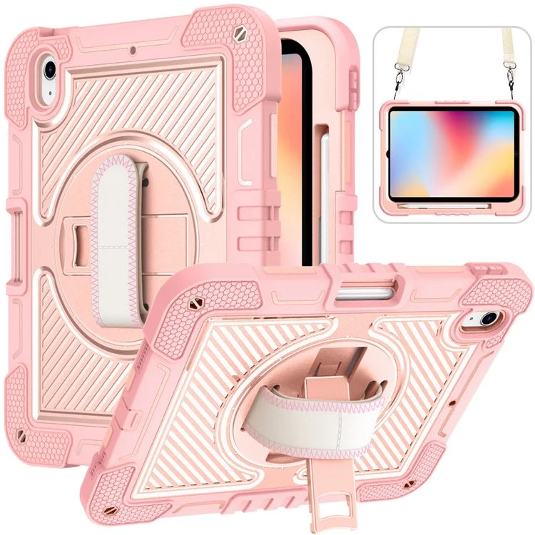 For iPad 10.9 (2022) Case Kickstand Anti-drop Tablet Cover with Shoulder Strap