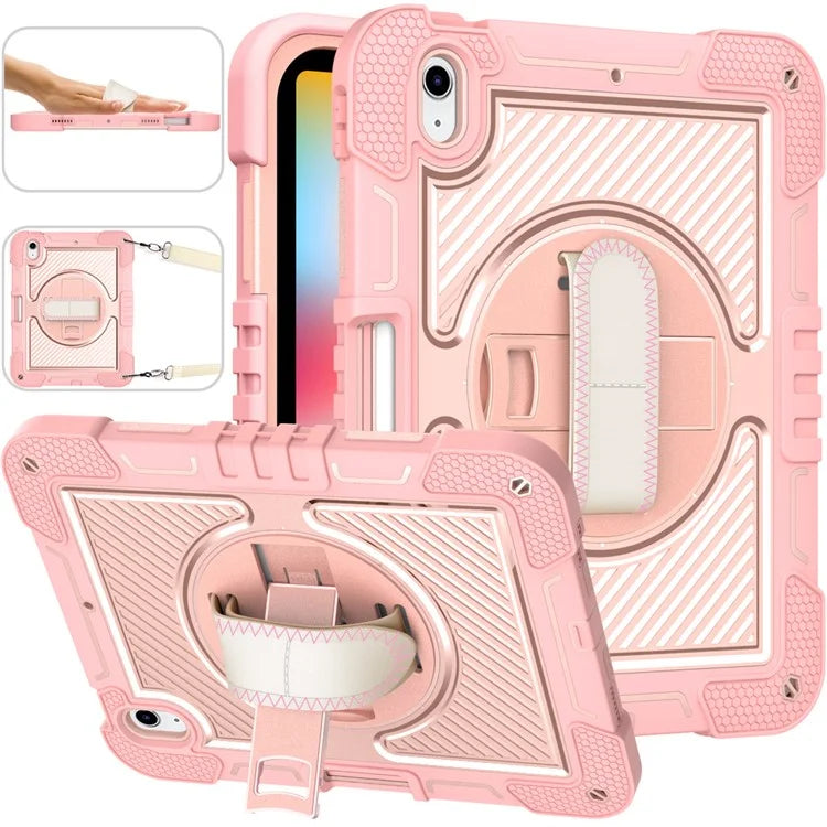 For iPad 10.9 (2022) Case Kickstand Anti-drop Tablet Cover with Shoulder Strap