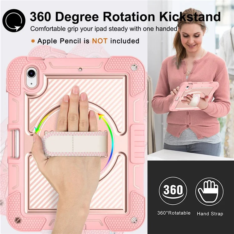 For iPad 10.9 (2022) Case Kickstand Anti-drop Tablet Cover with Shoulder Strap