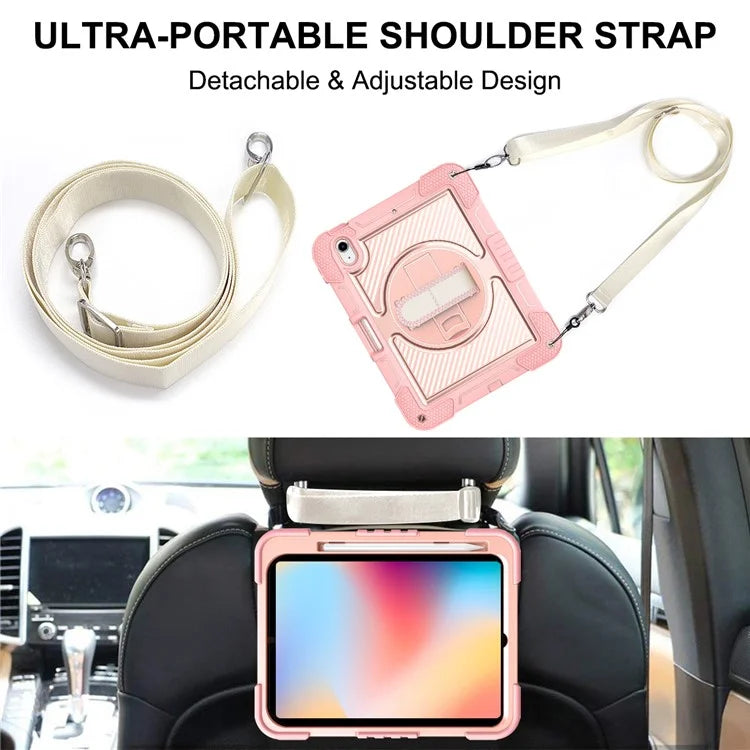 For iPad 10.9 (2022) Case Kickstand Anti-drop Tablet Cover with Shoulder Strap