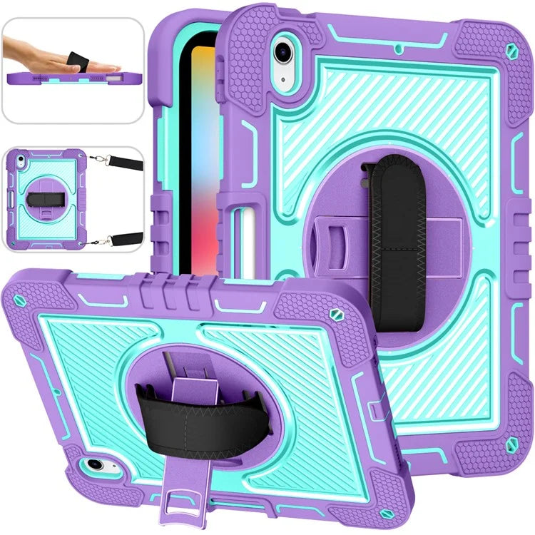 For iPad 10.9 (2022) Case Kickstand Anti-drop Tablet Cover with Shoulder Strap