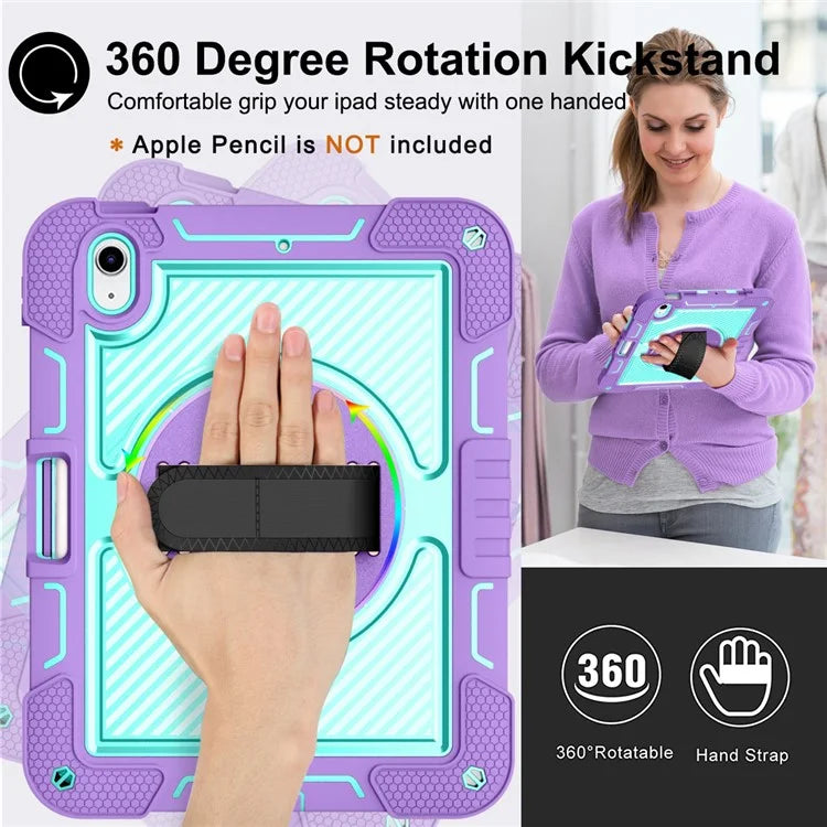 For iPad 10.9 (2022) Case Kickstand Anti-drop Tablet Cover with Shoulder Strap