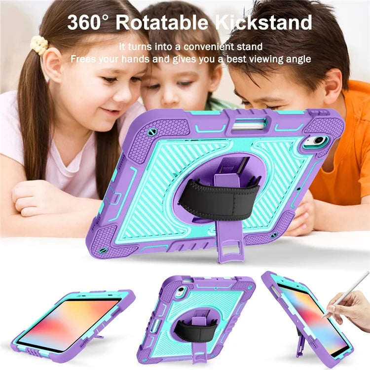For iPad 10.9 (2022) Case Kickstand Anti-drop Tablet Cover with Shoulder Strap