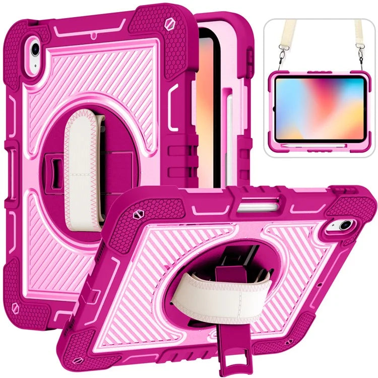 For iPad 10.9 (2022) Case Kickstand Anti-drop Tablet Cover with Shoulder Strap