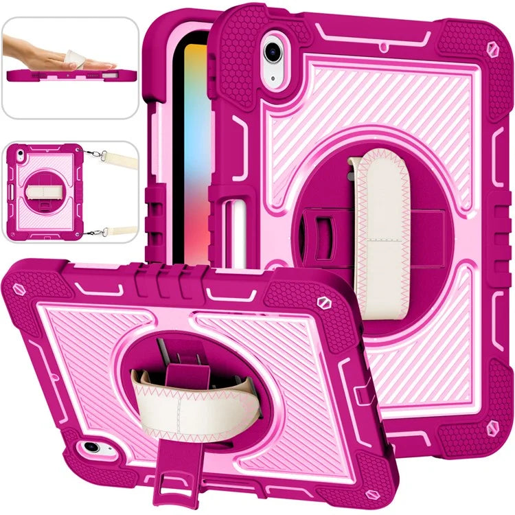 For iPad 10.9 (2022) Case Kickstand Anti-drop Tablet Cover with Shoulder Strap