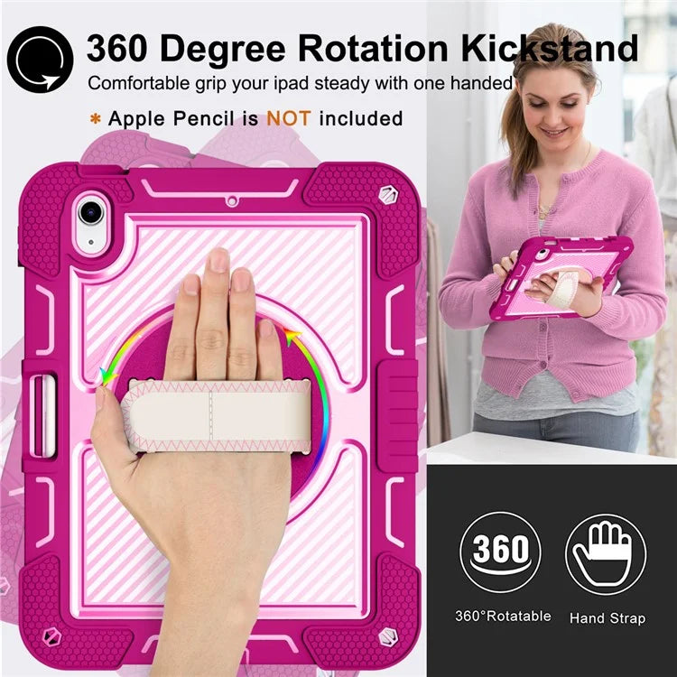 For iPad 10.9 (2022) Case Kickstand Anti-drop Tablet Cover with Shoulder Strap