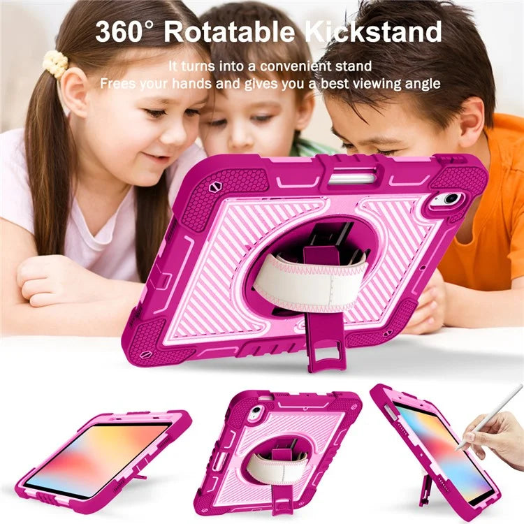 For iPad 10.9 (2022) Case Kickstand Anti-drop Tablet Cover with Shoulder Strap