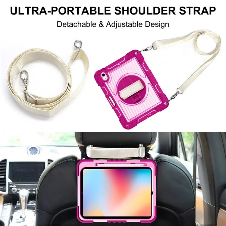 For iPad 10.9 (2022) Case Kickstand Anti-drop Tablet Cover with Shoulder Strap